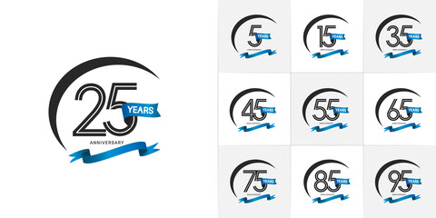 set of anniversary premium collection black color can be use for celebration event