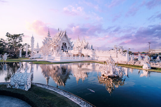 Wat Rong Khun, Wat Phra Kaew. Famous White Temple in Chiang Rai, Thailand. 17th of December 2013.