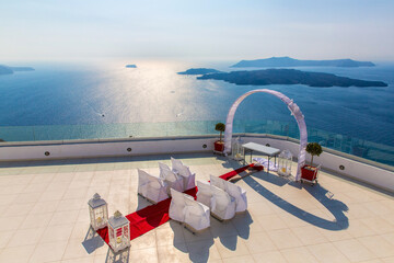 Romantic place for wedding ceremony in Santorini island,Crete,Greece, Fira town