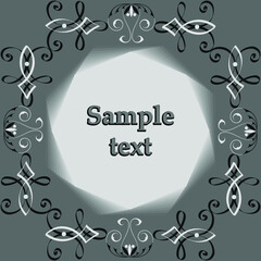 Frame for text with a monochrome pattern in Arabic, Asian style.