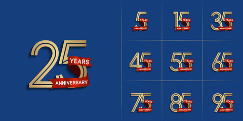 set of anniversary premium collection golden color can be use for celebration event