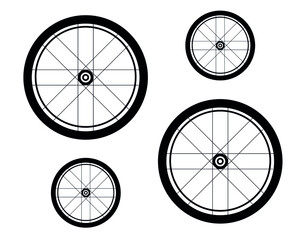 Vector wheels, isolated graphic of a bycicle with white background 