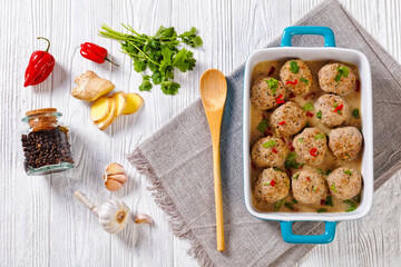 Banh Mi Vietnamese spicy Meatballs, top view