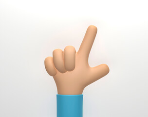 3D rendering, 3D illustration. Cartoon character hand isolated on white background. Simple hand style