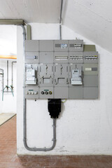 Detail of gray electrical panel