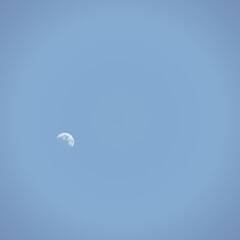 Vector Big white moon with craters on blue sky