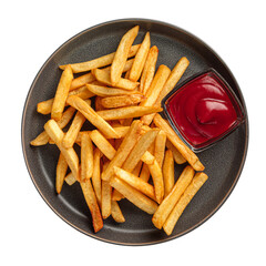 Isolated portion of french fries on white background