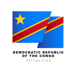 Colorful logo. Flag of the Democratic Republic of the Congo. Vector illustration isolated on white background.