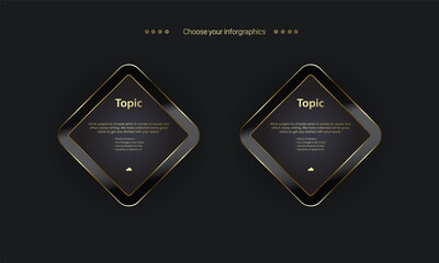 2 Vector of Gold OPtion buttons design,Two chart elements levels illustration for business and finance template design