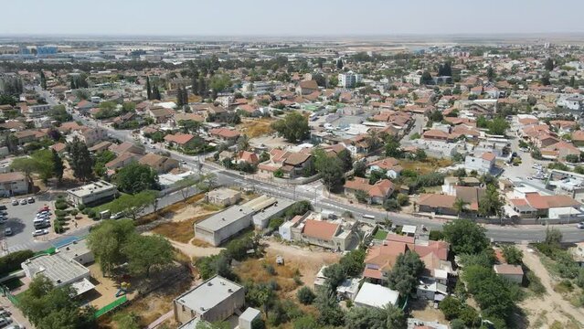 Drone Aerial View Above Southern City Netivot