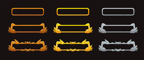 Metallic title banners set for epic game design.