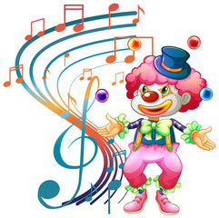 Clown cartton character with music note