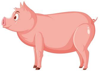 Side view of pig cartoon character