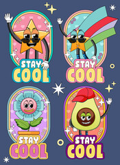 Set of comic cartoon with word expression