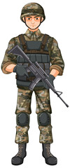 Soldier in uniform cartoon character