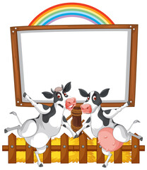 Sign board with animal farm on white background