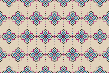 Beautiful ethnic pattern art. Ikat ethnic seamless pattern in tribal. Design for background, wallpaper, vector illustration, fabric, clothing, carpet, textile, batik, embroidery.
