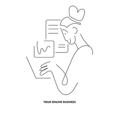 start your business. Minimalistic linear poster of the origin of your own business, motivation to start something of your own and stop working for someone else. online business development