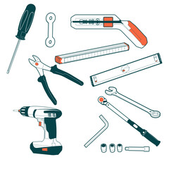Elektriker Werkzeuge - Outline Drehmomentschlüssel