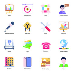 Trendy Collection of Multimedia Flat Icons