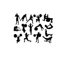 Fitness and Gym Activity Silhouettes, art vector design