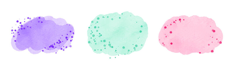 A set of pastel watercolor spots as a background for inscriptions. Collection of colorful backgrounds