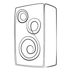 Music audio speaker columns one line drawing on white isolated background
