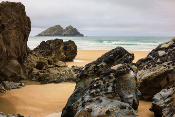 Carters or Gulls Rocks at Holywell Bay North coast of Cornwall