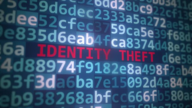 Code and IDENTITY THEFT text on the computer display