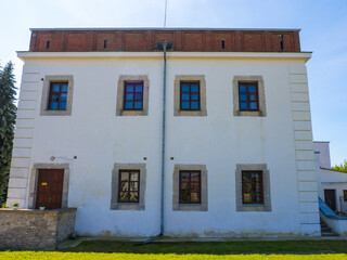 Entrance building to the medieval Dubno Castle at Dubno town, Rivne region, Ukraine. Travel destinations in Ukraine. Scenic view of the castle, which was founded by Konstantin Ostrogski.