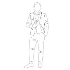 guy sketch, outline, isolated, vector