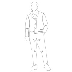 man, guy sketch, outline, isolated, vector