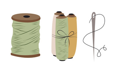 sewing tools equipment set knitting vector isolated