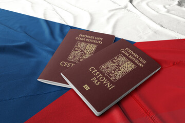 Czech passport on its flag ,The Czech passport is an international travel document issued to nationals of the Czech Republic