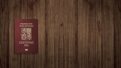 Czech passport on a wooden background ,The Czech passport  is an international travel document issued to nationals of the Czech Republic