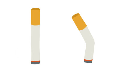 cigarrette and white background with drawing