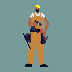 Fototapeta premium worker with hammer and chisel