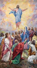 Poster VALENCIA, SPANIEN - 17. FEBRUAR 2022: Das Fresko der Himmelfahrt des Herrn in Nazareth in der Kirche Iglesia El Buen Pastor von Miguel Vaguer (1971). © Renáta Sedmáková