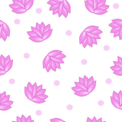 Fototapeta na wymiar Seamless pattern with delicate pink lotus flower. The symbol of yoga, spa and relaxation.