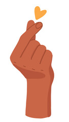Heart sign hand gesture illustration. Symbolizes love, friendship, kindness. Universal use. Isolated objects on a white background.