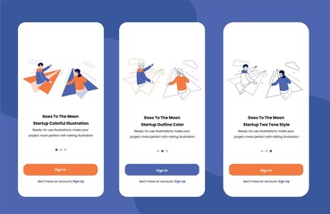 Onboarding boy & girl on paperplan