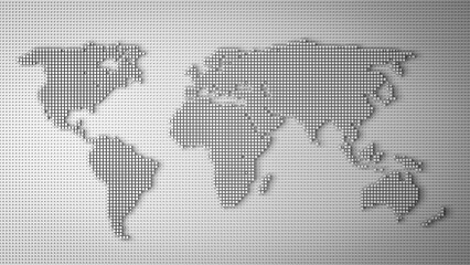 3d Pixel world map background. Digital dots in the form global earth. 