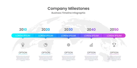 Foto op Plexiglas Anniversary of the company's annual business presentation. Company History, Company Mission, Timeline © Inactive