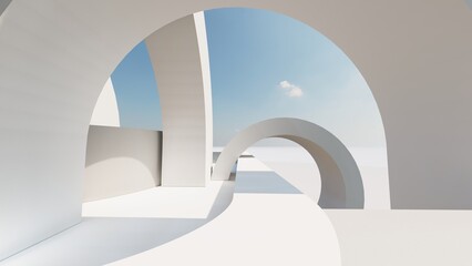 Fototapeta premium Abstract architecture background arched interior 3d render
