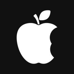Bitten apple icon on grey background