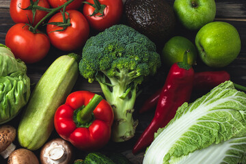 Many different vegetables close up