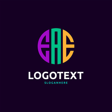 Eae Monogram logo, Eae Circle font, Round monogram Eae letters, three letters logo