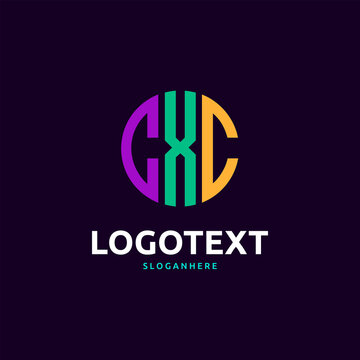 Cxc Monogram logo, Cxc Circle font, Round monogram Cxc letters, three letters logo