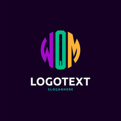 Wqm Monogram logo, Wqm Circle font, Round monogram Wqm letters, three letters logo