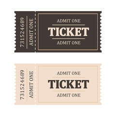 Vintage cinema tickets. Admit one ticket	